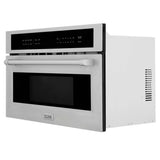 ZLINE 48" Kitchen Package with Stainless Steel Dual Fuel Range, Convertible Vent Range Hood and 24" Microwave Oven