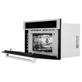 ZLINE 48" Kitchen Package with Stainless Steel Dual Fuel Range, Convertible Vent Range Hood and 24" Microwave Oven