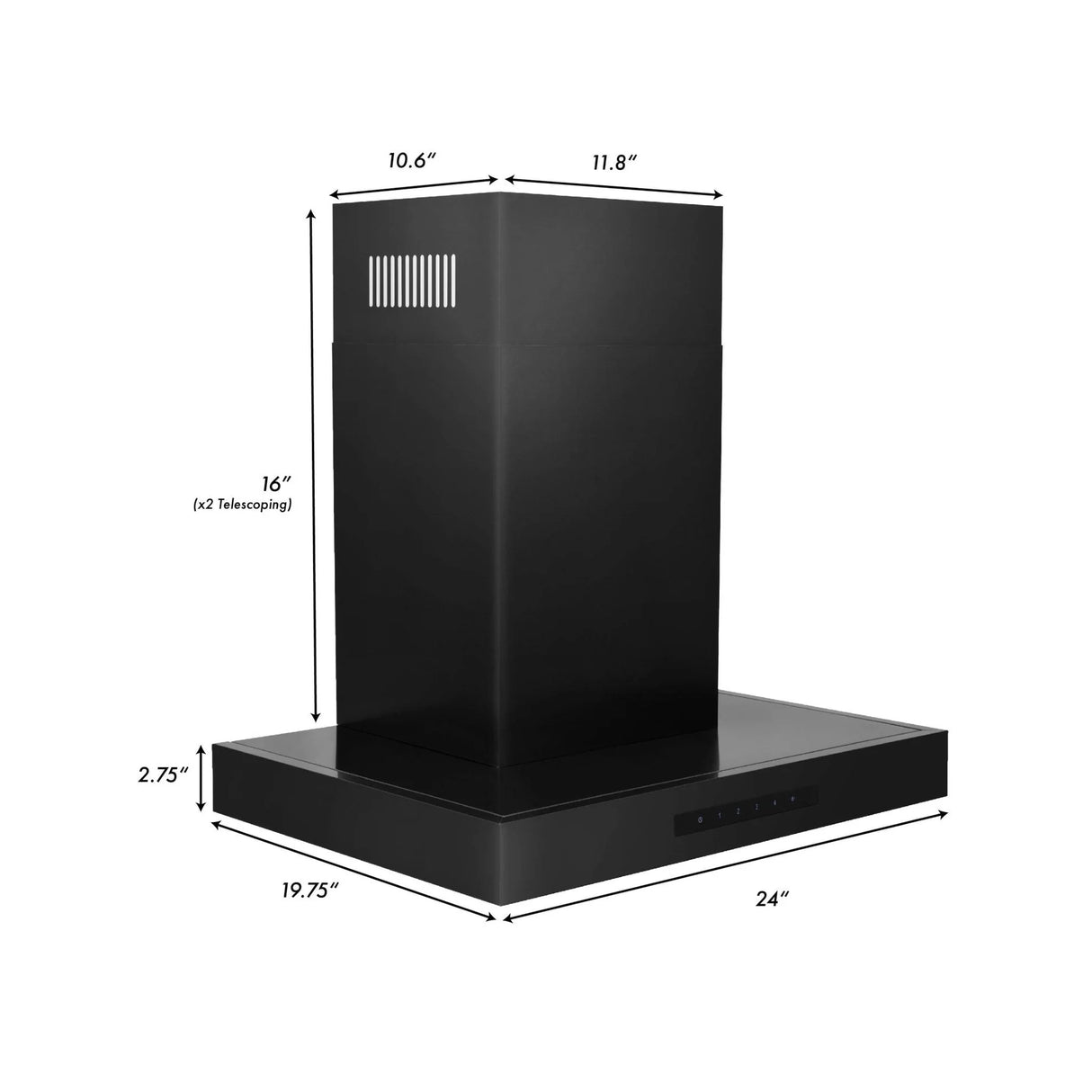 ZLINE 24" Convertible Vent Wall Mount Range Hood in Black Stainless Steel