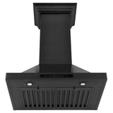 ZLINE 24" Convertible Vent Wall Mount Range Hood in Black Stainless Steel with Crown Molding