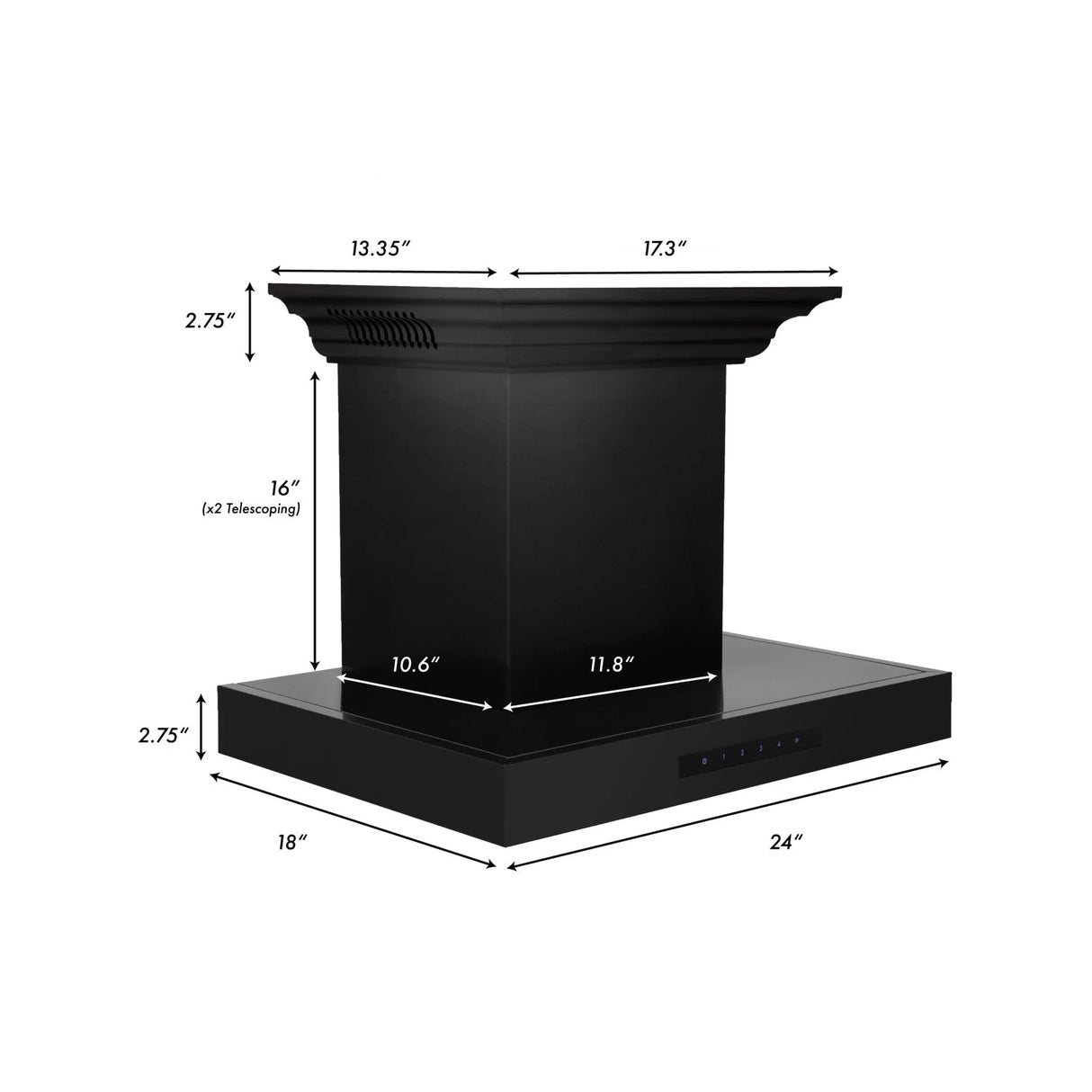 ZLINE 24" CrownSound™Ducted Vent Wall Mount Range Hood in Black Stainless Steel with Built-in Bluetooth Speakers