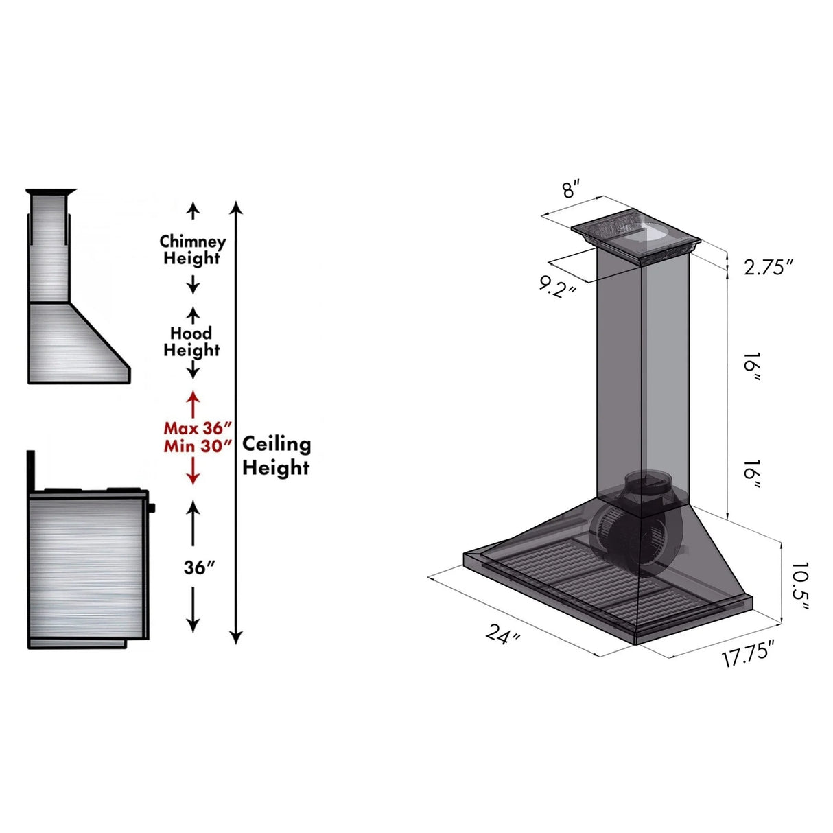 ZLINE 24" CrownSound™ Ducted Vent Wall Mount Range Hood in Stainless Steel with Built-in Bluetooth Speakers