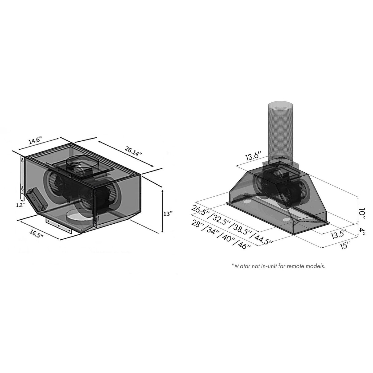 ZLINE 28" Remote Blower Ducted Range Hood Insert in Stainless Steel