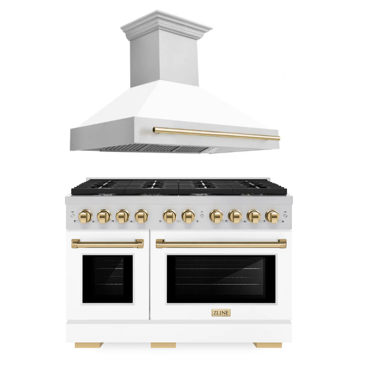 ZLINE Autograph Package - 48 In. Gas Range and Range Hood in Stainless