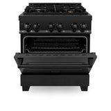 ZLINE 30" 4.0 cu. ft. Dual Fuel Range with Gas Stove and Electric Oven in Black Stainless Steel with Brass Burners