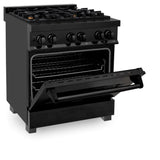 ZLINE 30" 4.0 cu. ft. Dual Fuel Range with Gas Stove and Electric Oven in Black Stainless Steel with Brass Burners