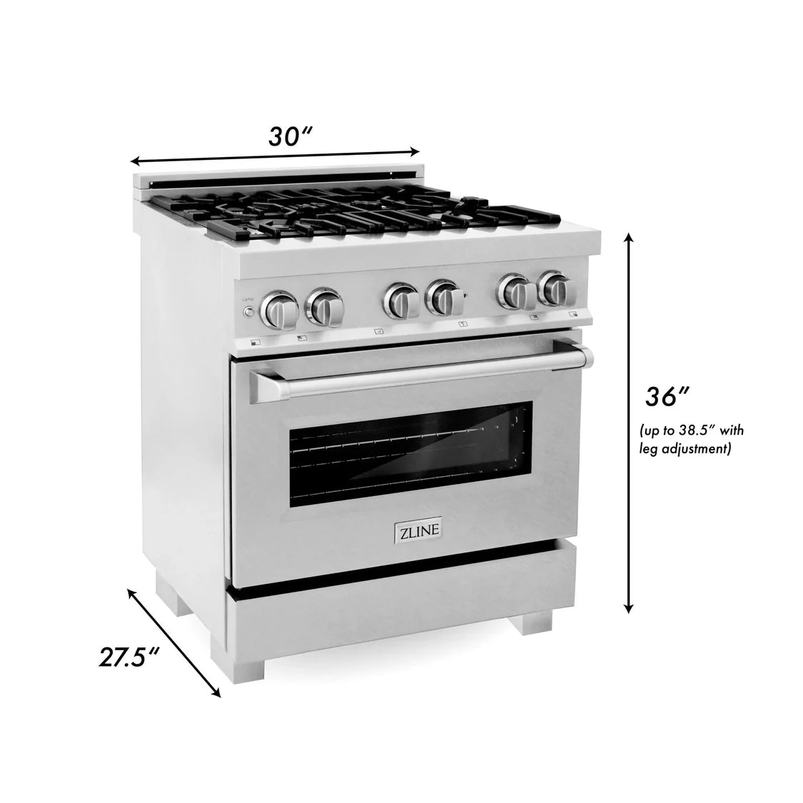 ZLINE 30" Kitchen Package with DuraSnow® Stainless Steel Dual Fuel Range and Convertible Vent Range Hood