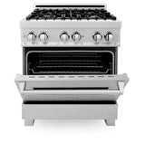 ZLINE 30" Kitchen Package with DuraSnow® Stainless Steel Dual Fuel Range and Convertible Vent Range Hood