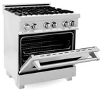 ZLINE 30" Kitchen Package with DuraSnow® Stainless Steel Dual Fuel Range and Convertible Vent Range Hood