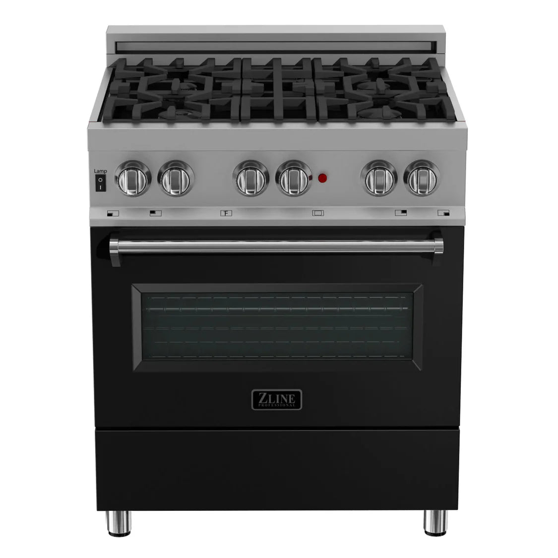 ZLINE 30" DuraSnow Stainless Steel Dual Fuel Range with Gas Stove and Electric Oven in Black Matte(RAS-BLM-30)