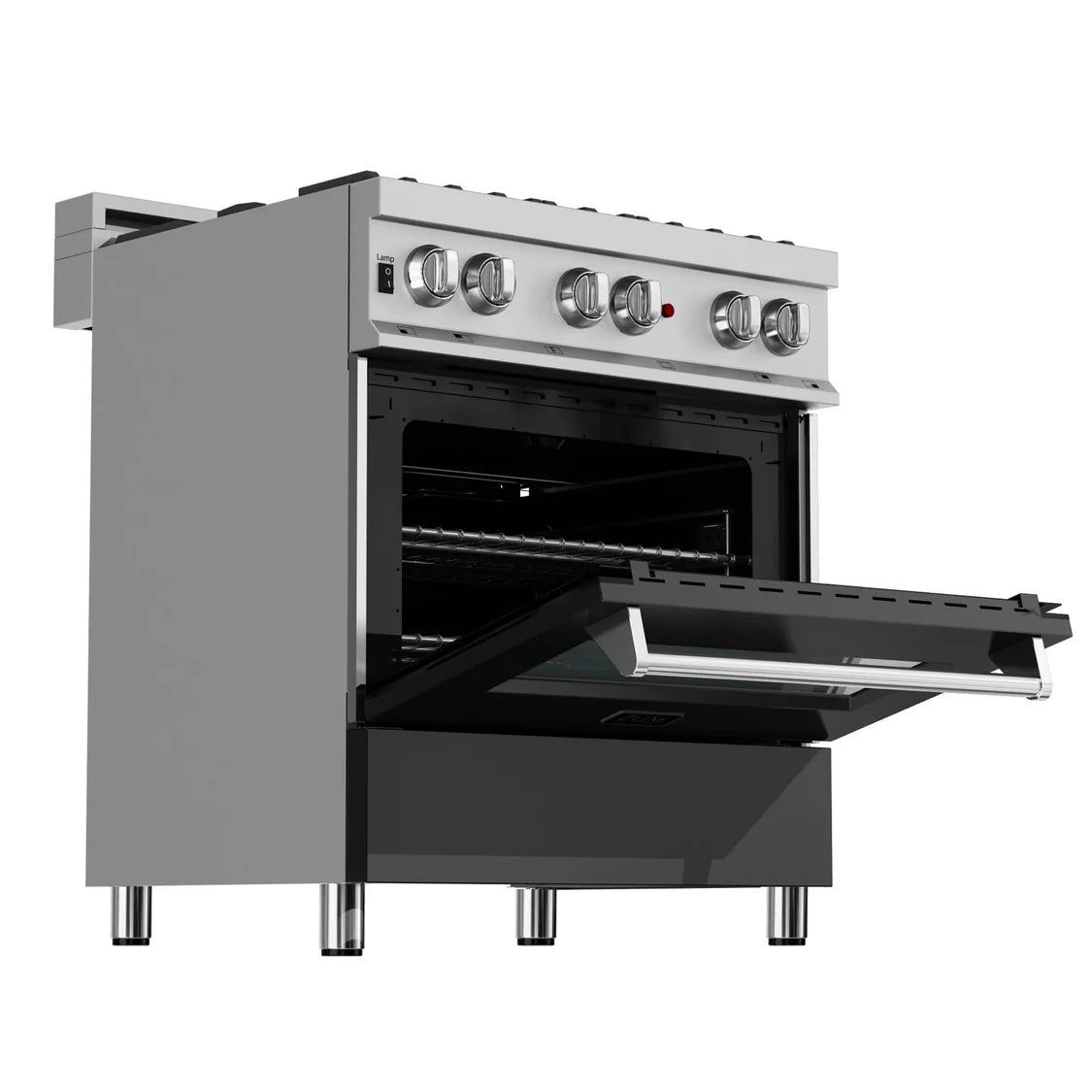 ZLINE 30" DuraSnow Stainless Steel Dual Fuel Range with Gas Stove and Electric Oven in Black Matte(RAS-BLM-30)