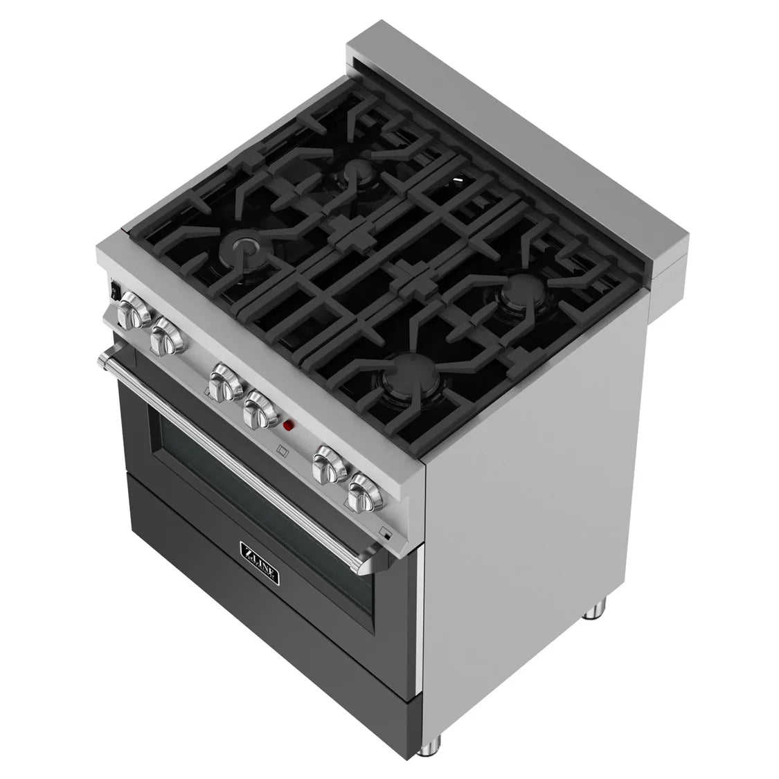 ZLINE 30" DuraSnow Stainless Steel Dual Fuel Range with Gas Stove and Electric Oven in Black Matte(RAS-BLM-30)