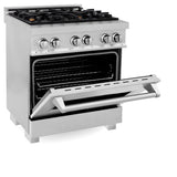 ZLINE 30" 4.0 cu. ft. Dual Fuel Range with Gas Stove and Electric Oven in DuraSnow Stainless Steel and Brass Burners