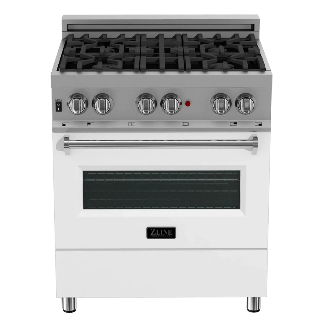 ZLINE 30" 4.0 cu. ft. Dual Fuel Range in DuraSnow Stainless Steel with White Matte Door (RAS-WM-30)