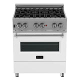 ZLINE 30" 4.0 cu. ft. Dual Fuel Range in DuraSnow Stainless Steel with White Matte Door (RAS-WM-30)