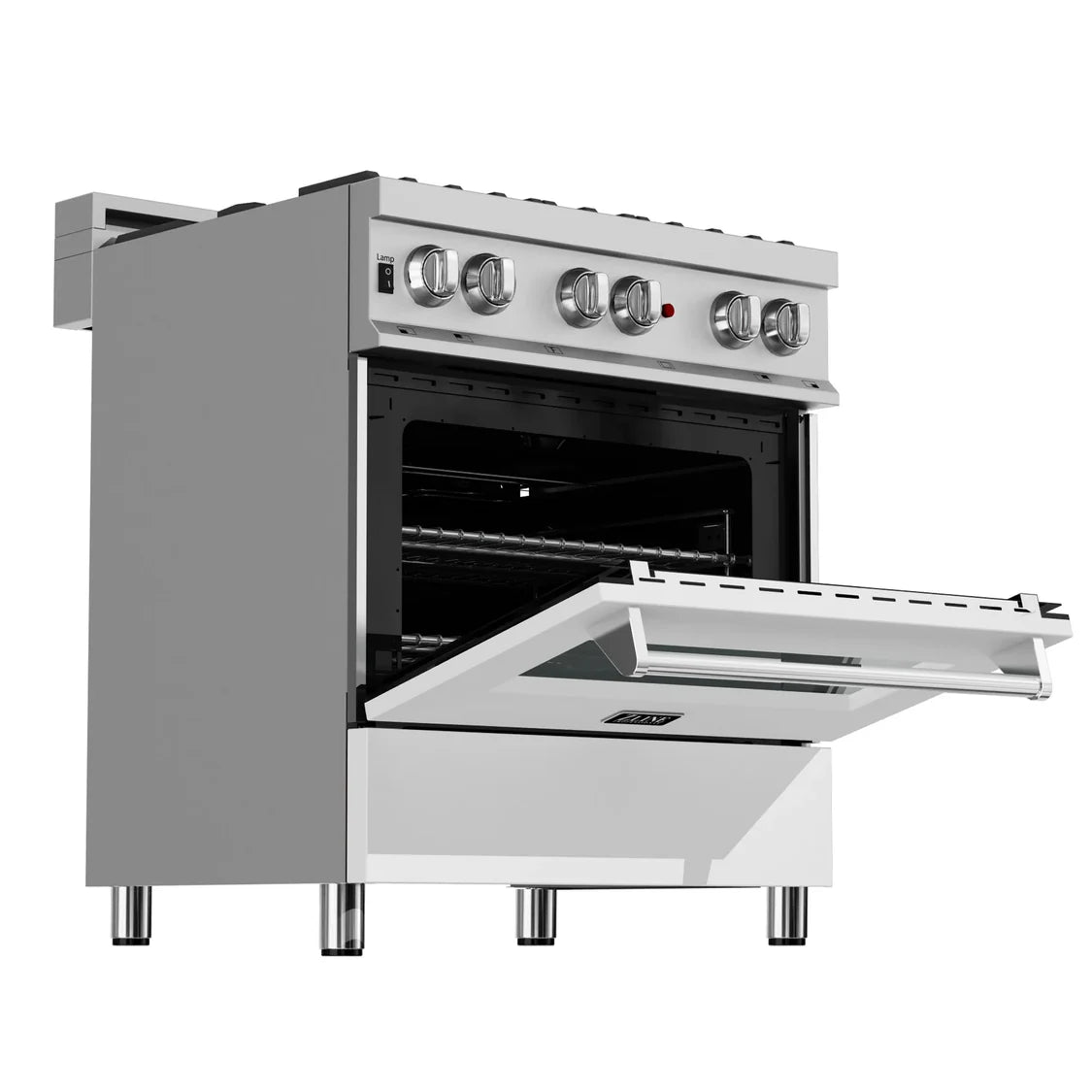 ZLINE 30" 4.0 cu. ft. Dual Fuel Range in DuraSnow Stainless Steel with White Matte Door (RAS-WM-30)