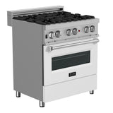 ZLINE 30" 4.0 cu. ft. Dual Fuel Range in DuraSnow Stainless Steel with White Matte Door (RAS-WM-30)