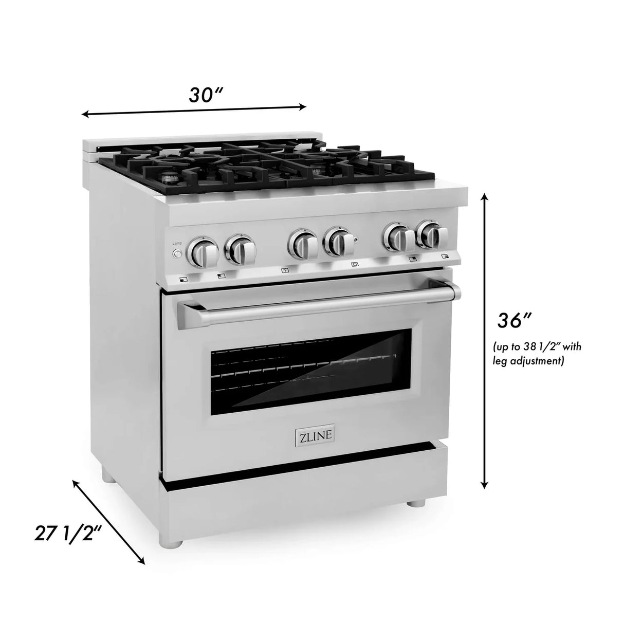 ZLINE 30" 4.0 cu. ft. Electric Oven and Gas Cooktop Dual Fuel Range with Griddle