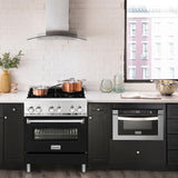 ZLINE 30" Kitchen Package with Dual Fuel Range in Matte Black and Convertible Vent Range Hood