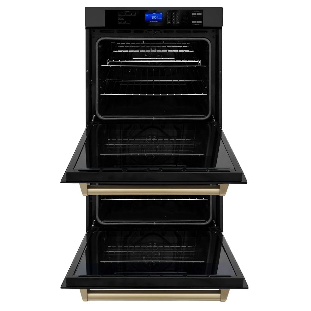 ZLINE 30" Autograph Edition Double Wall Oven with Self Clean and True Convection in Black Stainless Steel