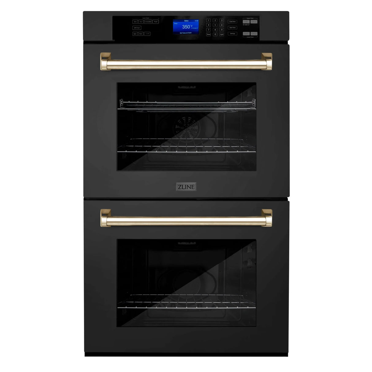 ZLINE 30" Autograph Edition Double Wall Oven with Self Clean and True Convection in Black Stainless Steel