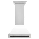 ZLINE 30" Autograph Edition Fingerprint Resistant Stainless Steel Range Hood with White Matte Shell and Handle