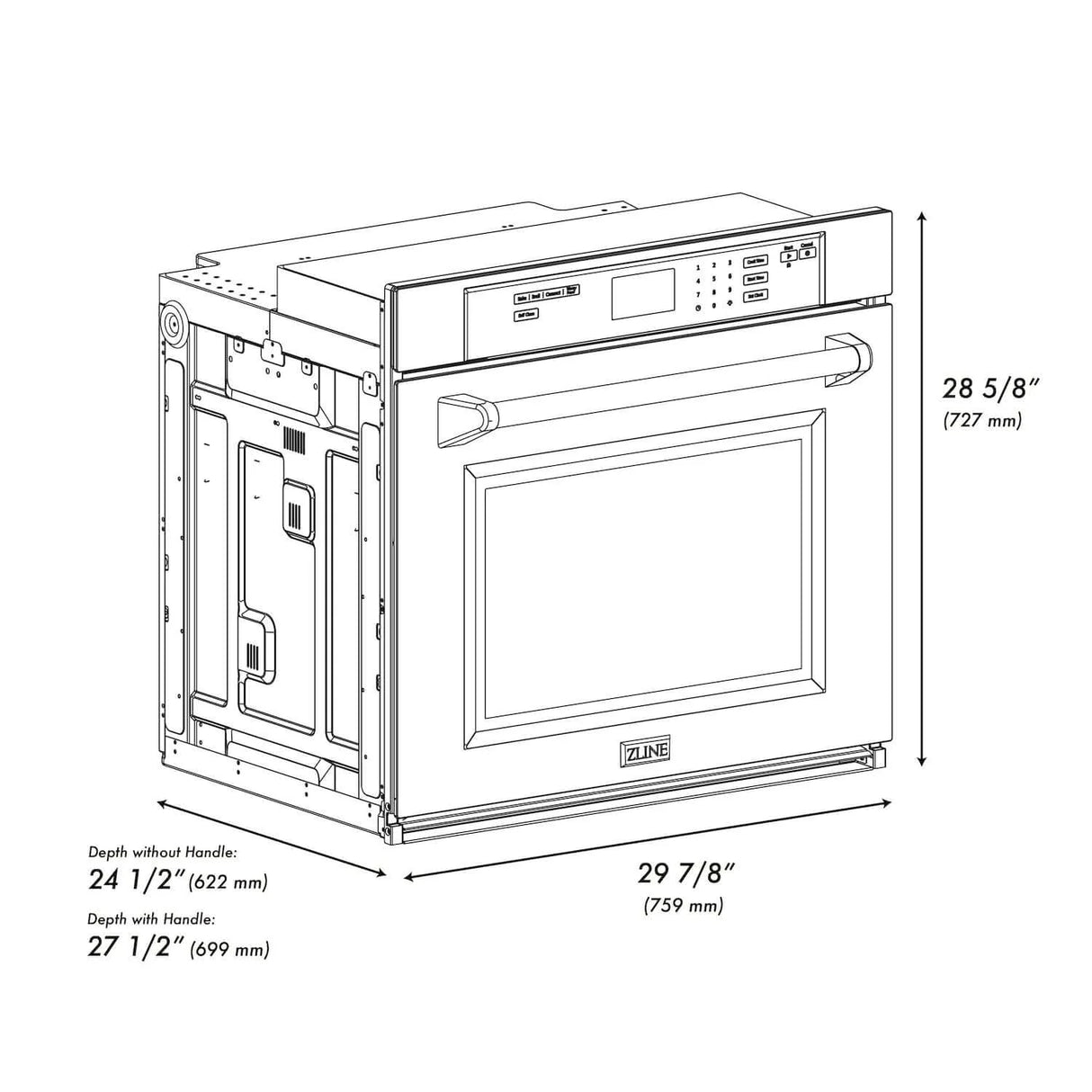 ZLINE 30" Autograph Edition Single Wall Oven with Self Clean and True Convection in Black Stainless Steel