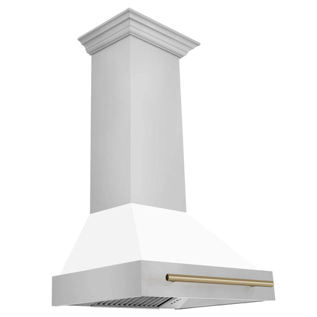 ZLINE 30" Autograph Edition Stainless Steel Range Hood with White Matte Shell and Handle