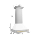 ZLINE 30" Autograph Edition Stainless Steel Range Hood with White Matte Shell and Handle