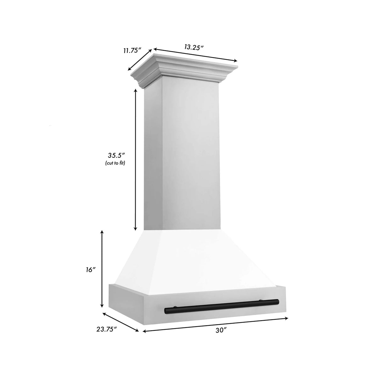 ZLINE 30" Autograph Edition Stainless Steel Range Hood with White Matte Shell and Handle