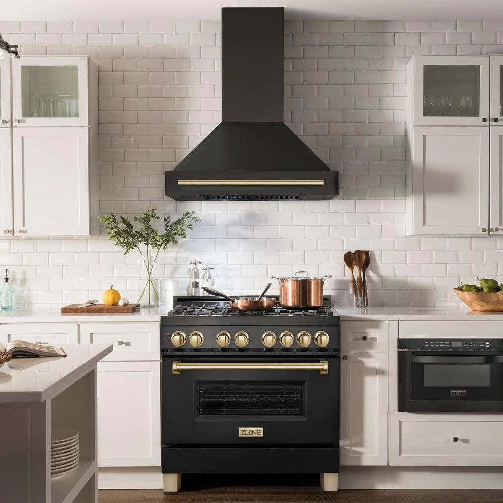 ZLINE 30" Black Stainless Steel Range Hood with Handle