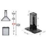 ZLINE 30" Convertible Island Mount Range Hood in Black Stainless Steel