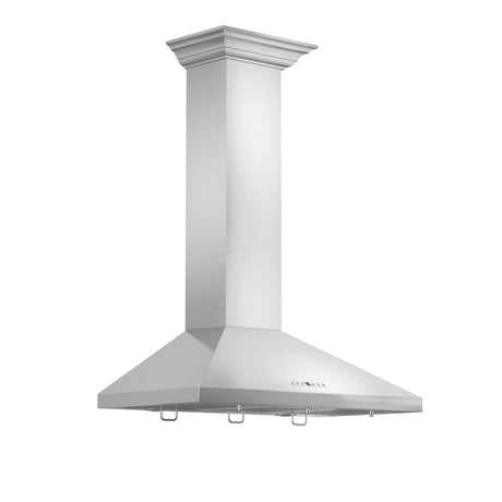 ZLINE 30" Convertible Vent Convertible Vent Wall Mount Range Hood in Stainless Steel with Crown Molding