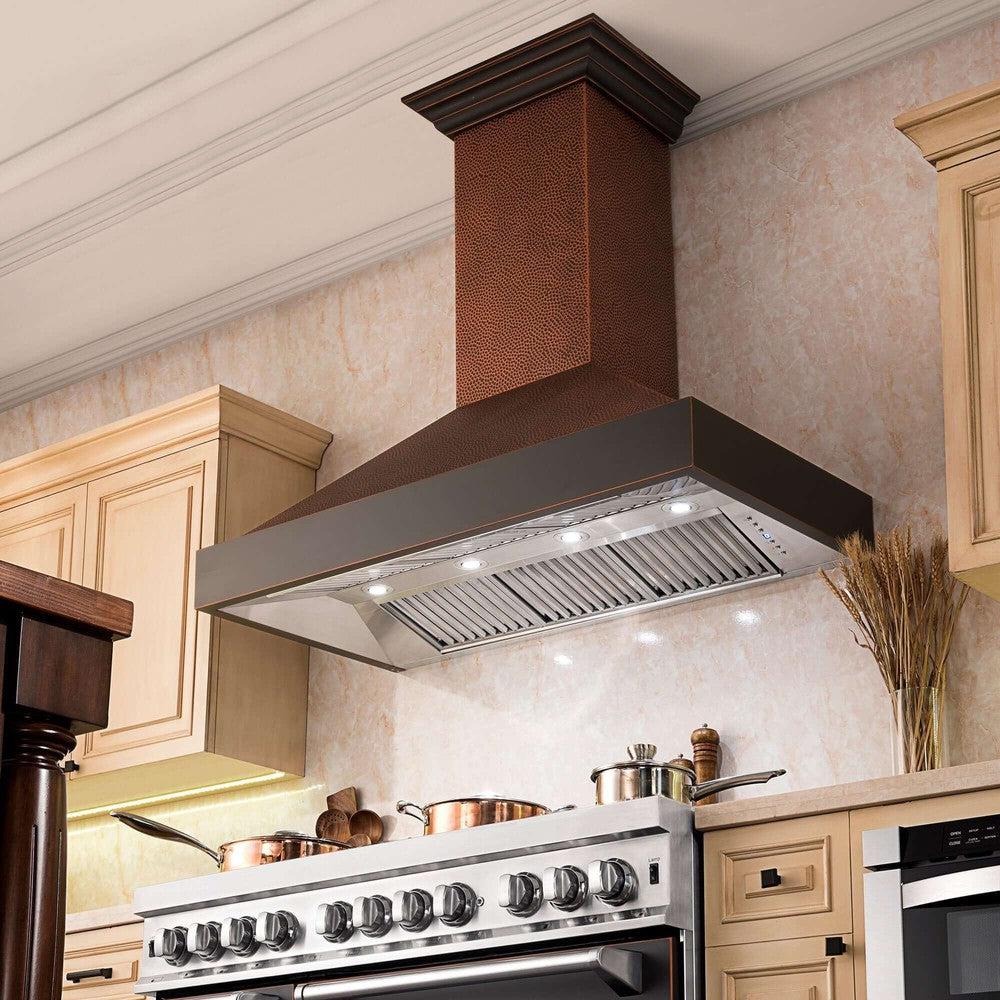 ZLINE 30" Designer Series Convertible Vent Wall Mount Range Hood in Hand Hammered Copper