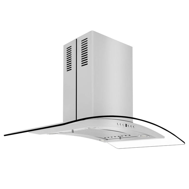 ZLINE 30" Convertible Vent Island Mount Range Hood in Stainless Steel & Glass