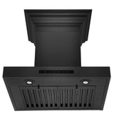 ZLINE 30" Convertible Vent Wall Mount Range Hood in Black Stainless Steel with Crown Molding