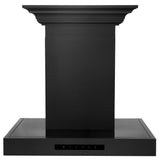 ZLINE 30" Convertible Vent Wall Mount Range Hood in Black Stainless Steel with Crown Molding