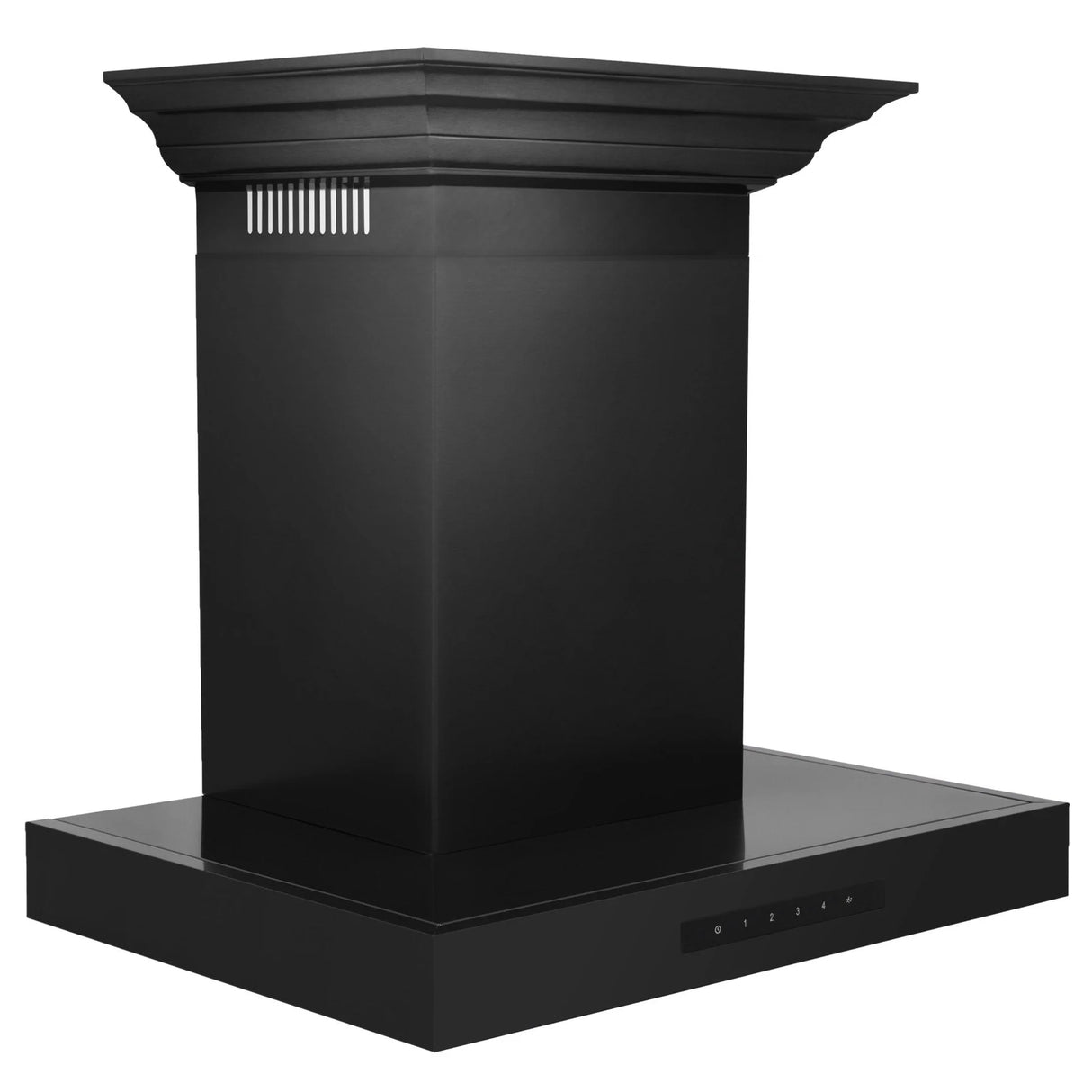 ZLINE 30" Convertible Vent Wall Mount Range Hood in Black Stainless Steel with Crown Molding