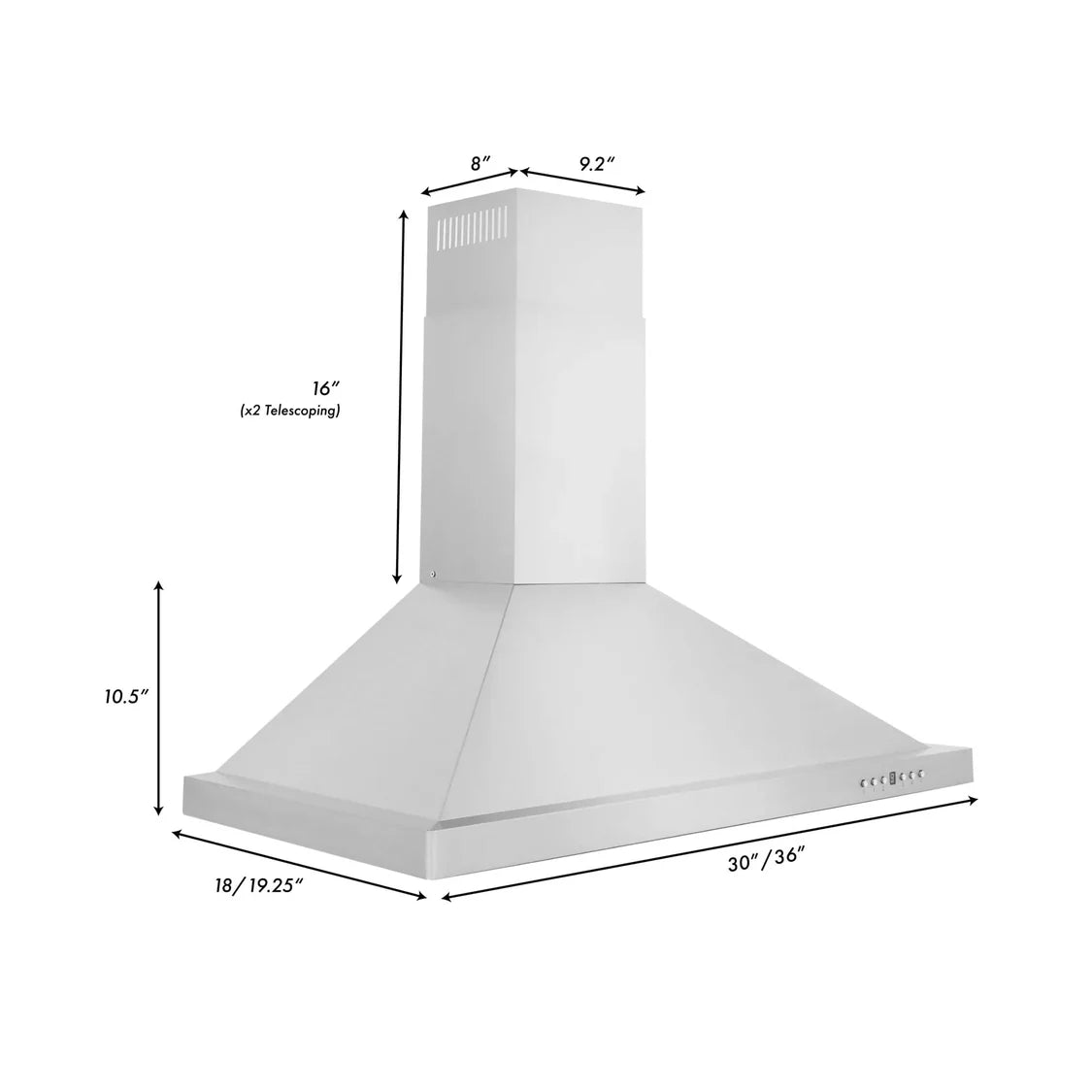 ZLINE 30" Convertible Vent Wall Mount Range Hood in Stainless Steel (KB-30)