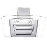 ZLINE 30" Convertible Vent Wall Mount Range Hood in Stainless Steel & Glass with Crown Molding