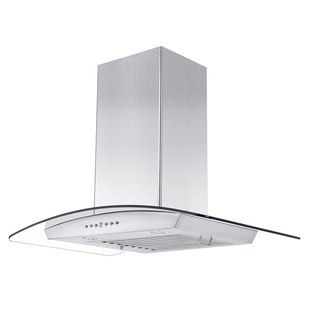 ZLINE 30" Convertible Vent Wall Mount Range Hood in Stainless Steel & Glass with Crown Molding