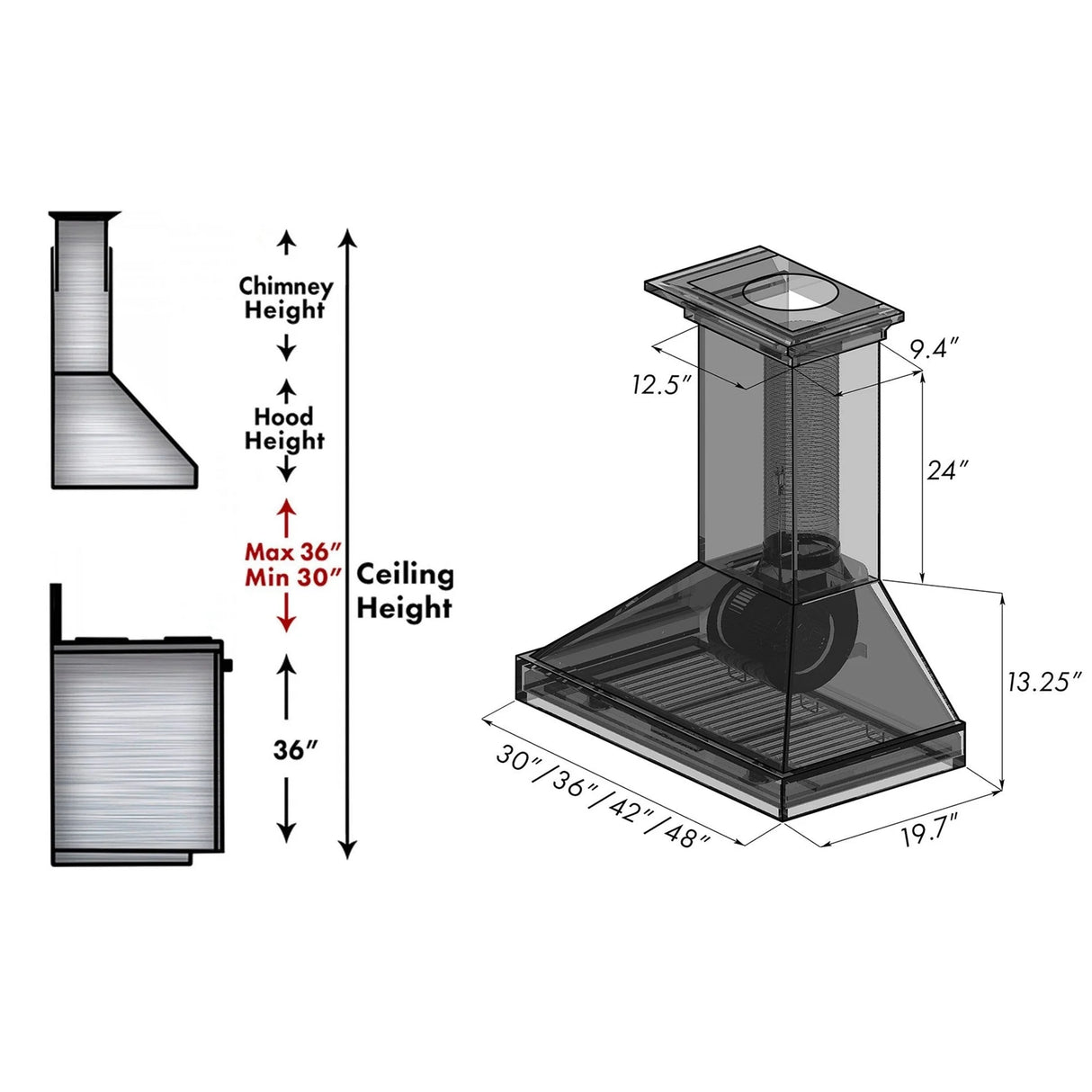 ZLINE 30" Convertible Vent Wooden Wall Mount Range Hood