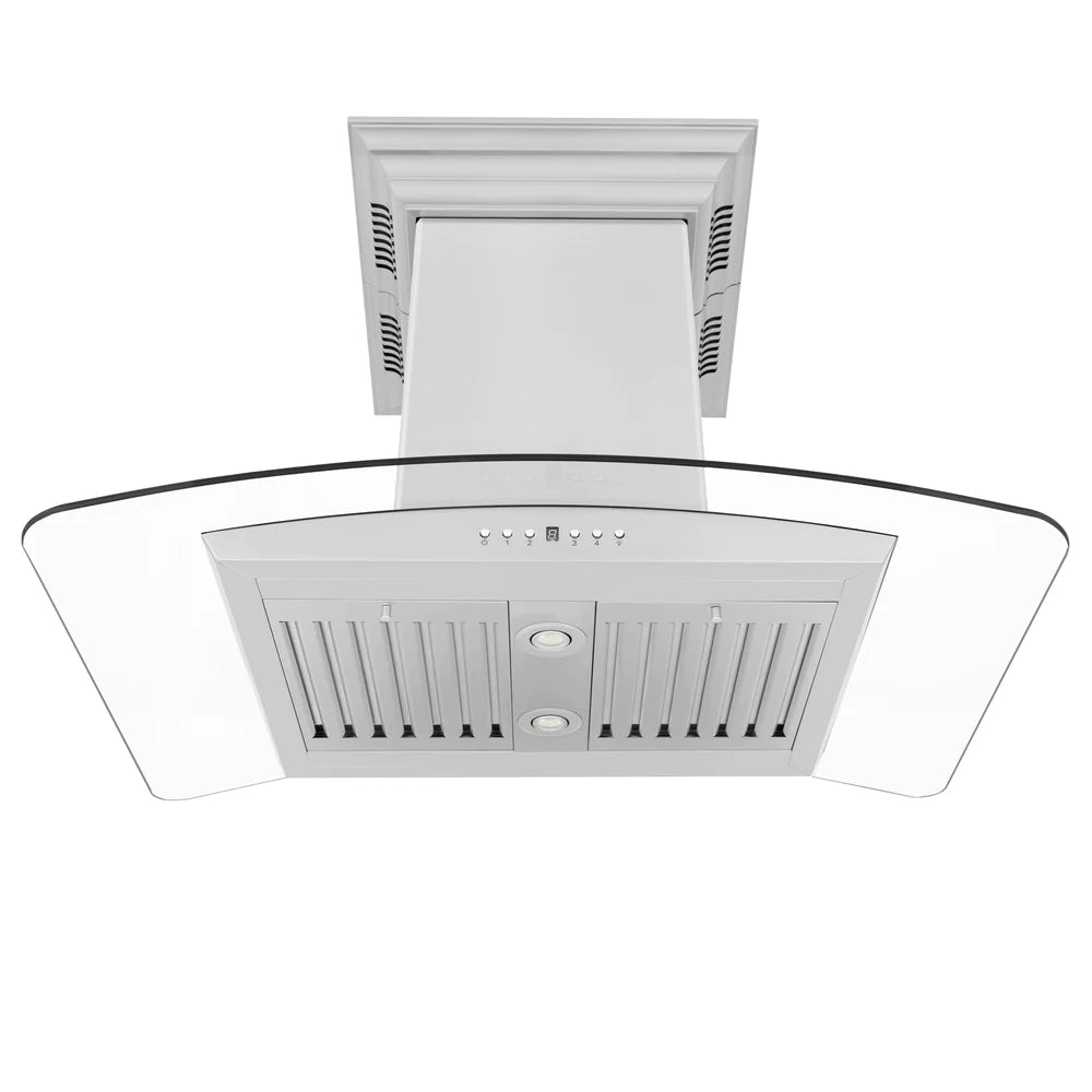 ZLINE 30" CrownSound™ Ducted Vent Island Mount Range Hood in Stainless Steel with Built-in Bluetooth Speakers