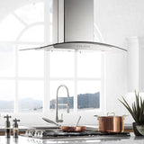 ZLINE 30" CrownSound™ Ducted Vent Island Mount Range Hood in Stainless Steel with Built-in Bluetooth Speakers