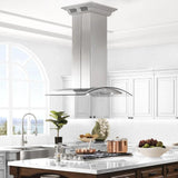 ZLINE 30" CrownSound™ Ducted Vent Island Mount Range Hood in Stainless Steel with Built-in Bluetooth Speakers