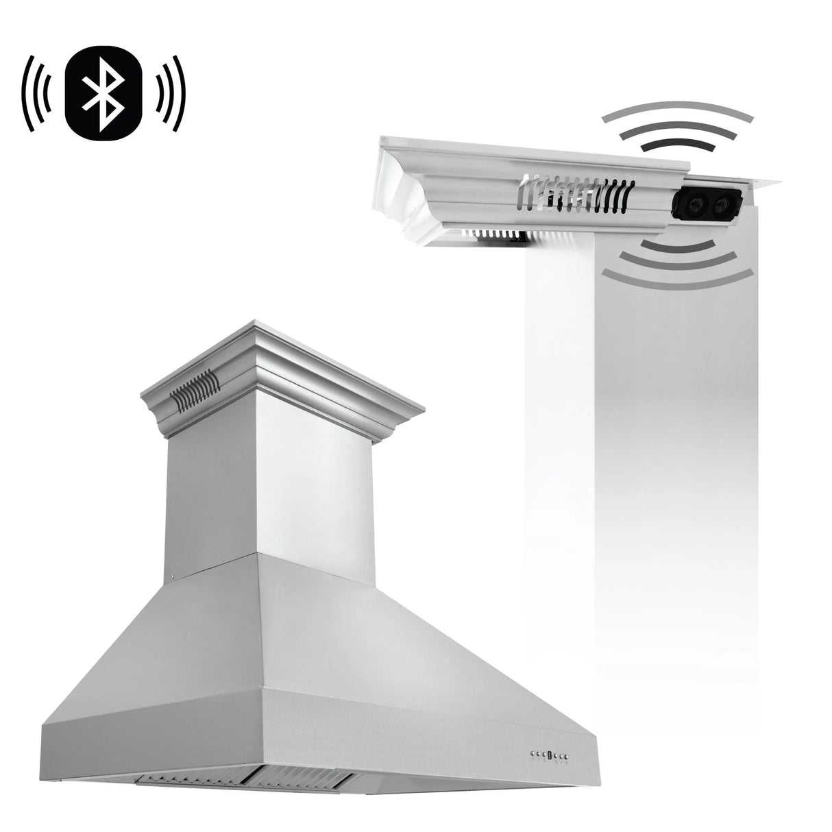 ZLINE 30" CrownSound™Ducted Vent Wall Mount Range Hood in Stainless Steel with Built-in Bluetooth Speakers