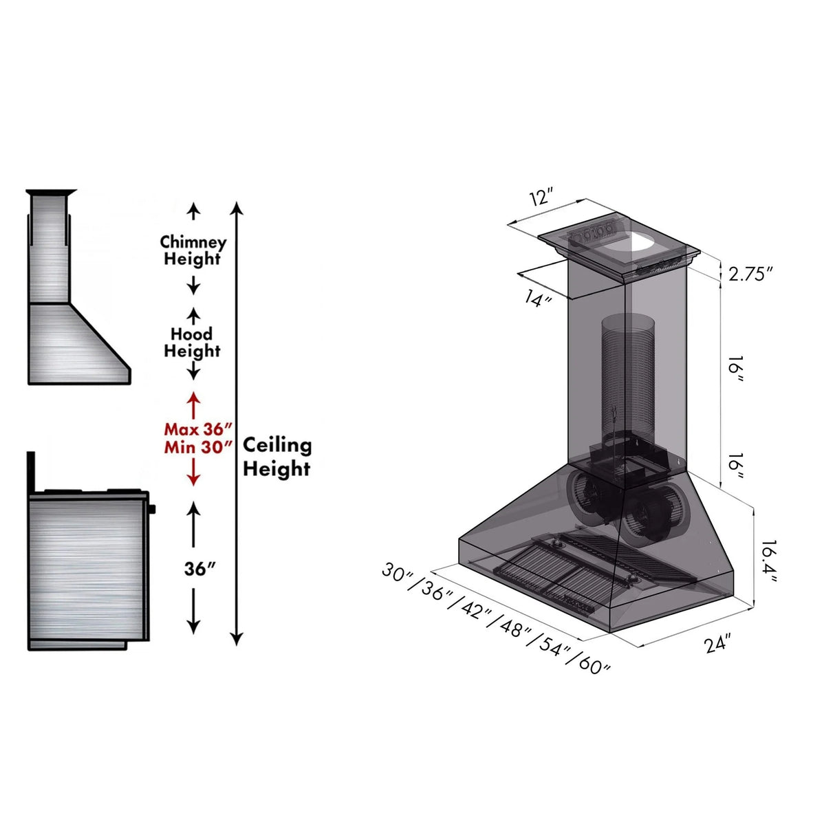 ZLINE 30" CrownSound™Ducted Vent Wall Mount Range Hood in Stainless Steel with Built-in Bluetooth Speakers