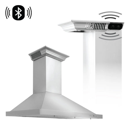 ZLINE 30" CrownSound™ Ducted Vent Wall Mount Range Hood in Stainless Steel with Built-in Bluetooth Speakers