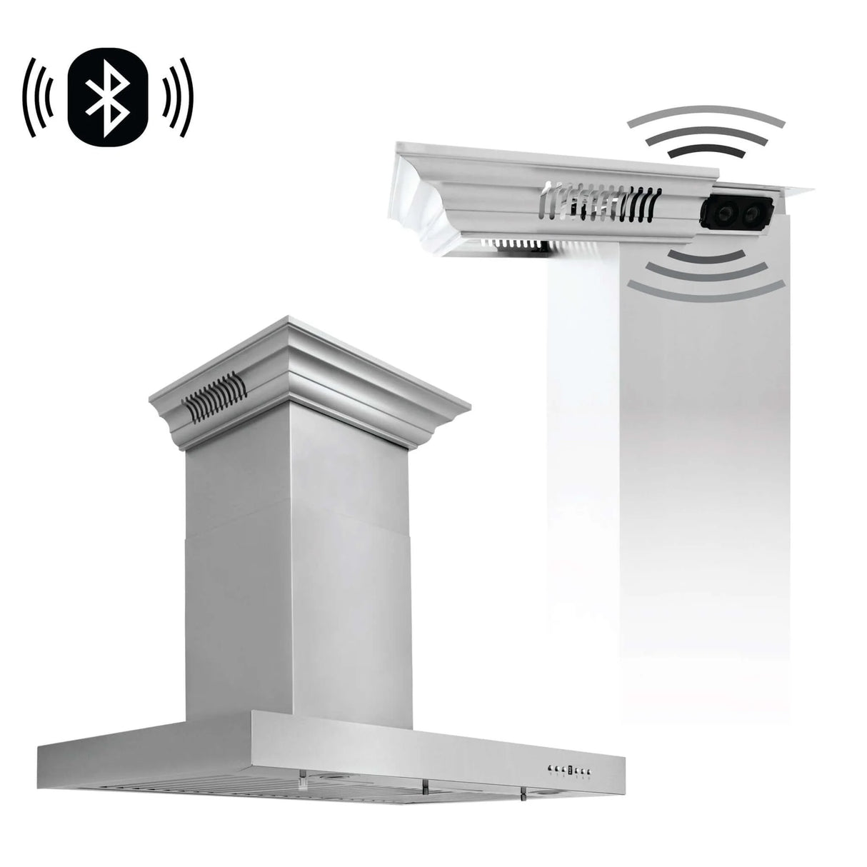 ZLINE 30" CrownSound™ Ducted Vent Wall Mount Range Hood in Stainless Steel with Built-in Bluetooth Speakers