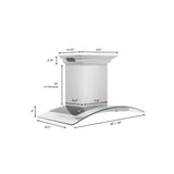 ZLINE 30" CrownSound™ Ducted Vent Wall Mount Range Hood in Stainless Steel with Built-in Bluetooth Speakers